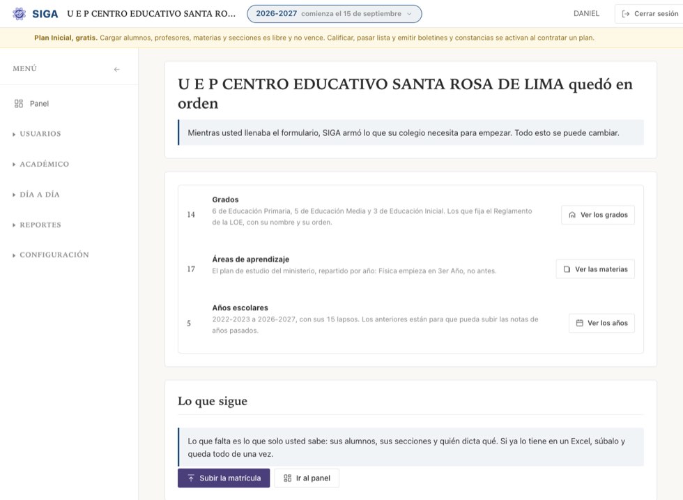 «Su colegio quedó en orden»: los grados, las áreas de aprendizaje y los años escolares, ya creados. Todo se puede cambiar.