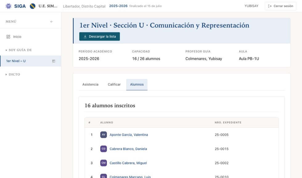 La misma sección, pestaña «Alumnos», con la lista para descargar.