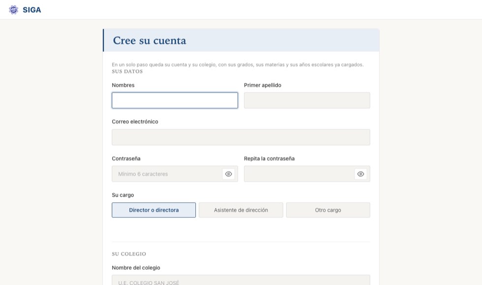 La pantalla de registro. Son siete campos y ninguno es un código que haya que ir a buscar.